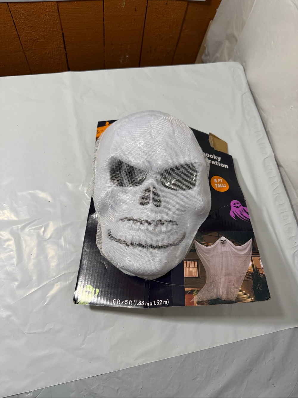 6 ft tall hanging white skull ghost Halloween decoration